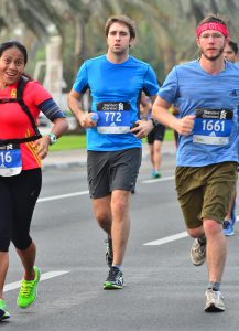 Three runners competing in the 2017 Dubai Marathon